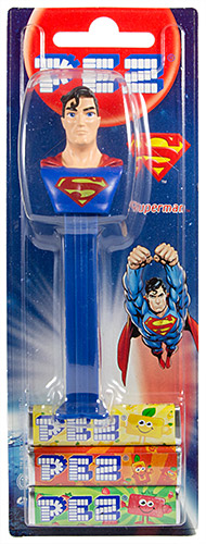 PEZ - Card MOC -Justice League - DC - Superman - dull logo, long eyebrow - A