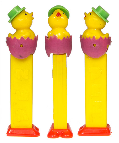 PEZ - Easter - Chick with Hat - Green Hat, Lavender Eggshell - C