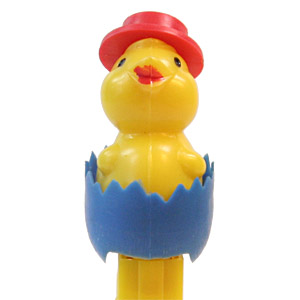 PEZ - Easter - Chick with Hat - Red Hat, Lavender Eggshell - C