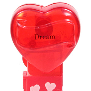 PEZ - Hearts - Valentine - Dream - Nonitalic Black on Crystal Red