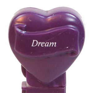 PEZ - Hearts - Valentine - Dream - Italic White on Dark Purple