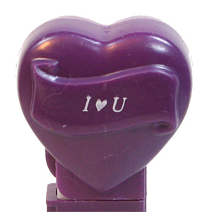 PEZ - Valentine - I ♥ U - Italic White on Dark Purple