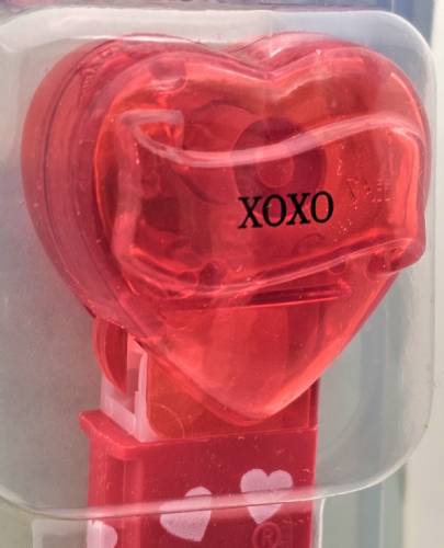 PEZ - Hearts - Valentine - XOXO - Nonitalic Black on Crystal Red