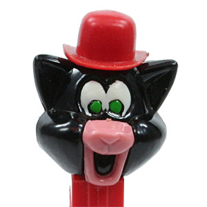 PEZ - Kooky Zoo - Cat with Derby (Puzzy) - Black/Red/Pink