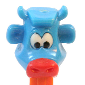 PEZ - Kooky Zoo - Cow - Blue Head, Red Nose - A