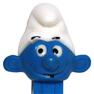 PEZ - Smurfs - Series A - Smurf - White Hat, With Tongue - A