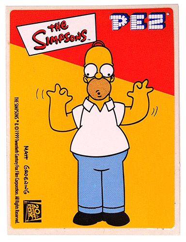 PEZ - Stickers - The Simpsons - 1999 - Homer Simpson