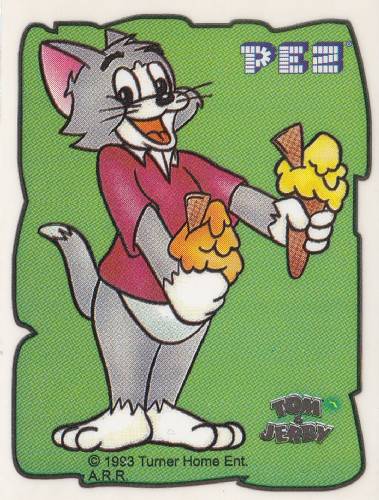 PEZ - Stickers - Tom & Jerry - White Border - Tom with Ice Cream