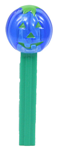 PEZ - Crystal Collection - Pumpkin - Crystal Blue, green face - C