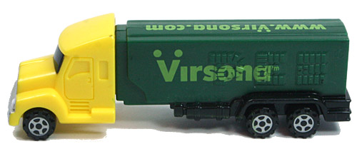 PEZ - Advertising Virsona - Truck with V-Grill - Yellow cab, green trailer