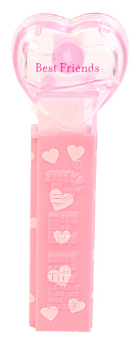 PEZ - Valentine - Best Friends - Nonitalic Pink on Crystal Pink