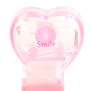 PEZ - Hearts - Valentine - Smile - Nonitalic Pink on Crystal Pink