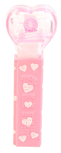 PEZ - Hearts - Valentine - Smile - Nonitalic Pink on Crystal Pink
