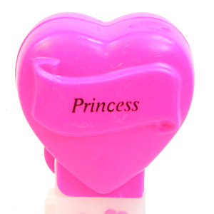 PEZ - Hearts - Valentine - Princess - Italic Black on Hot Pink