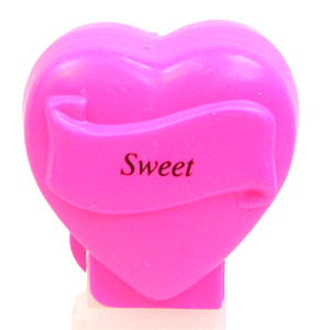 PEZ - Hearts - Valentine - Sweet - Italic Black on Hot Pink