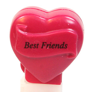 PEZ - Hearts - Valentine - Best Friends - Italic Black on Maroon