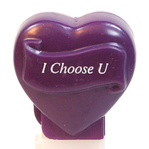 PEZ - Valentine - I Choose U - Italic White on Dark Purple