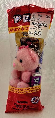 PEZ - Plush Dispenser - Cuddle Cubs Valentines - Pink Bear