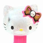 PEZ - Hello Kitty  Glittery crystal head with skull in black bow