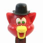 PEZ - Cat with Derby (Puzzy)  Neon Red/Black/Yellow