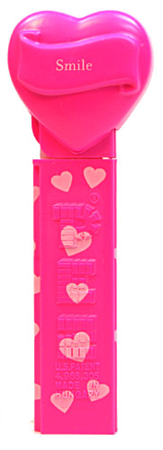 PEZ - Hearts - Valentine - Smile - Nonitalic White on Hot Pink