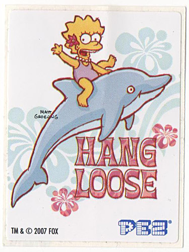 PEZ - Stickers - The Simpsons - 2007 - Lisa Simpson hang loose