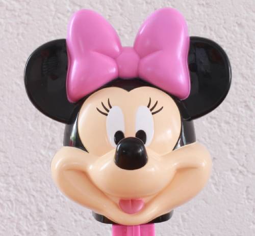 PEZ - Disney - Minnie Mouse - plain eyes, small pupils, pink bow - B