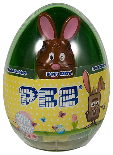 PEZ - Mini Gift Egg - Bunny - Brown Head, black whiskers, black eyebrows - E