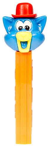 PEZ - Kooky Zoo - Cat with Derby (Puzzy) - Blue/Red/Yellow