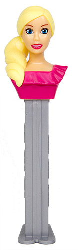 PEZ - Barbie - Serie 2 - Barbie with braid - dark pink dress - B