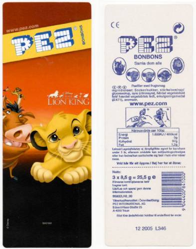 PEZ - Card MOC -Disney Movies - Lion King - Simba - darker ears - A