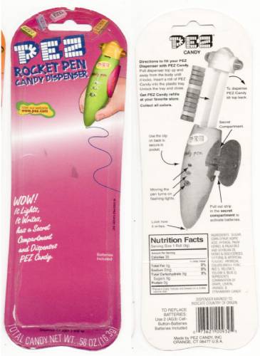 PEZ - Card MOC -Rocket Rocket Pen / Candy Light Blue and Yellow