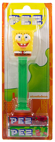 PEZ - Card MOC -SpongeBob SquarePants - SpongeBob in Shirt - yellow head, front shirt, dark cheesy spots