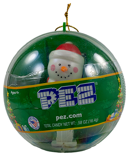 PEZ - Card MOC -Mini PEZ - Snowman - Ornaments ball / beenie and scarf / mini - F