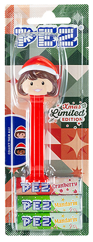 PEZ - Card MOC -PEZ Miscellaneous - Presenter Girl - Santa Hat / Light Skin Tone