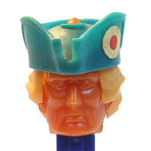 PEZ - Bi-Centennial - Captain (Paul Revere) - Dark Tan Face, Yellow Hair