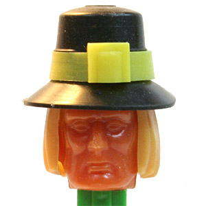 PEZ - Bi-Centennial - Pilgrim - Dark Tan Face, Yellow Hatband