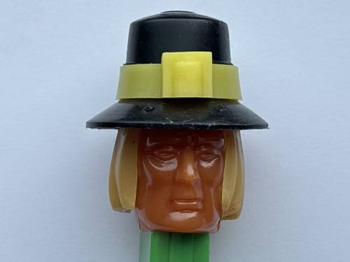 PEZ - Bi-Centennial - Pilgrim - Dark Tan Face, Yellow Hatband