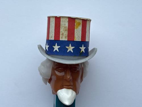 PEZ - Bi-Centennial - Uncle Sam - Dark Tan Face, White Hair