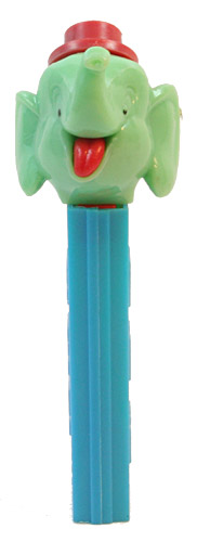 PEZ - Circus - Big Top Elephant (Flat Hat) - Aqua/Red/Red