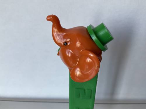 PEZ - Circus - Big Top Elephant (Flat Hat) - Light Orange/Blue/Green