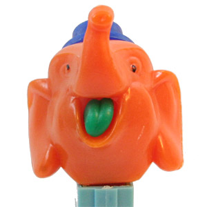 PEZ - Circus - Big Top Elephant (Flat Hat) - Orange/Blue/Green