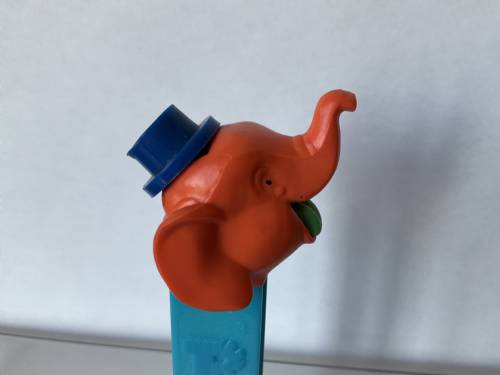 PEZ - Circus - Big Top Elephant (Flat Hat) - Orange/Blue/Green