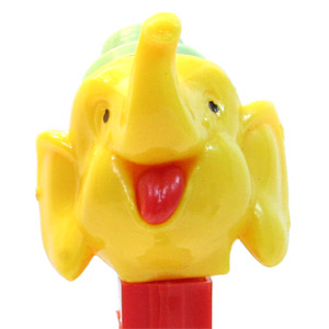 PEZ - Circus - Big Top Elephant (Flat Hat) - Yellow/Aqua/Red