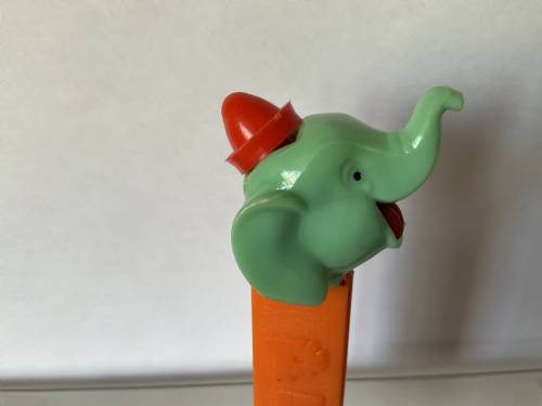 PEZ - Circus - Big Top Elephant (Pointed Hat) - Aqua/Red/Red