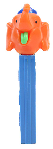 PEZ - Circus - Big Top Elephant (Pointed Hat) - Orange/Blue/Green