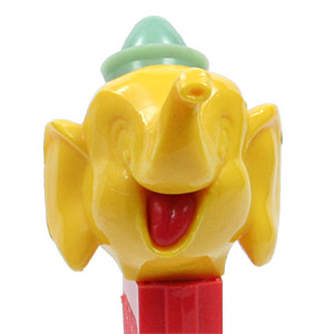 PEZ - Circus - Big Top Elephant (Pointed Hat) - Yellow/Aqua/Red