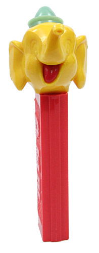 PEZ - Circus - Big Top Elephant (Pointed Hat) - Yellow/Aqua/Red