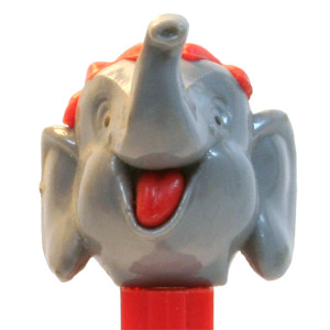 PEZ - Circus - Big Top Elephant (with Hair) - Gray/Red/Red