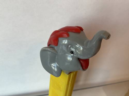 PEZ - Circus - Big Top Elephant (with Hair) - Gray/Red/Red
